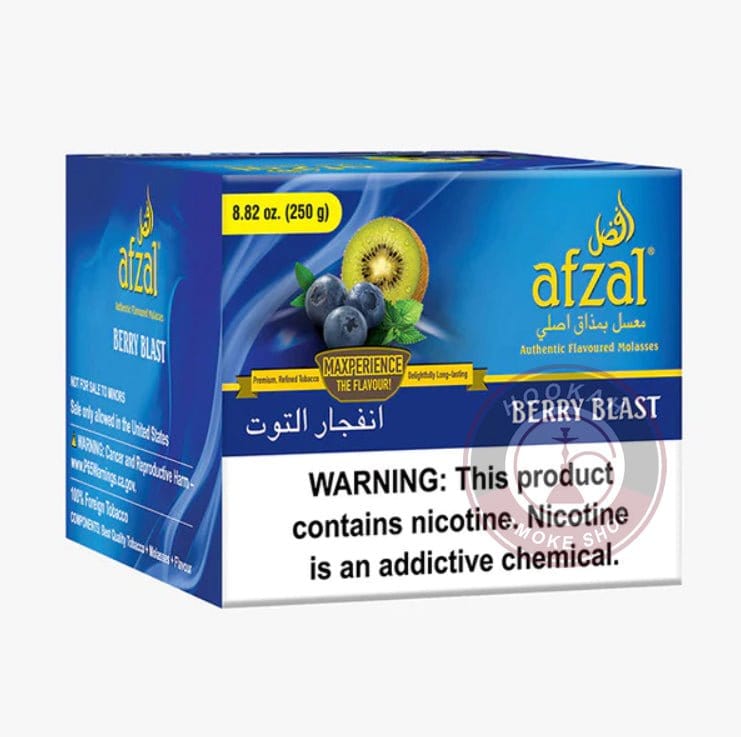 Afzal Berry Blast Shisha Flavor, premium hookah tobacco, kiwi berry mint, Afzal Shisha, Hookah session with Afzal Berry Blast, mint kiwi berry flavor, premium tobacco