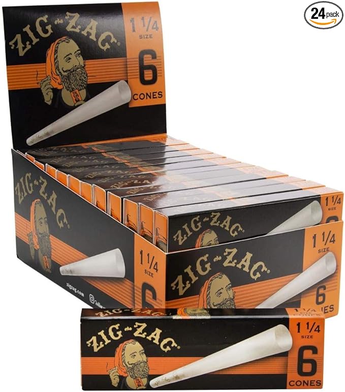 Easy-to-Use Zig-Zag Ultra Thin Cones 1 1/4 - Slow Burn, Natural Glue